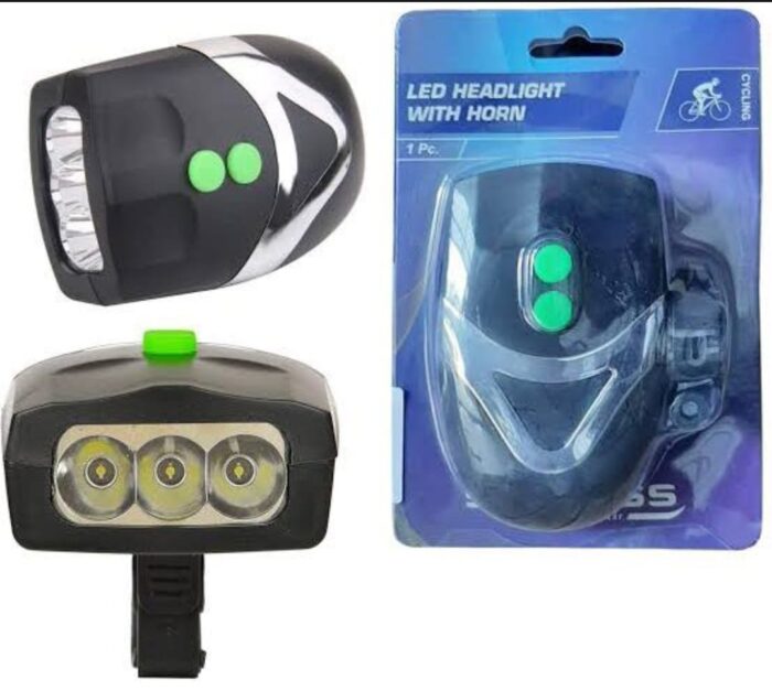 3 LED Bicycle Front Head light & bell siren alarm hooter / cycle light generic - Image 1