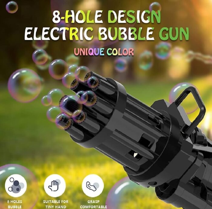 8 Hole Massive Bubble Gun_Gatling Bubble Machine 8 Hole Bubble Blower Automatic Bubble Maker Electric Bubble Gun (Random Color) - Image 1