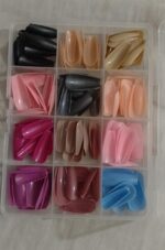 Artificial Nails 144 pcs With Nail Glue, Beautiful Fancy Fake Nails (Random color) - Image 4