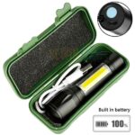 USB Charging XPE+COB LED Flashlight Lamp Torch With Clip Three Mode Zoomable Lamp Built in Battery with Box - Image 3