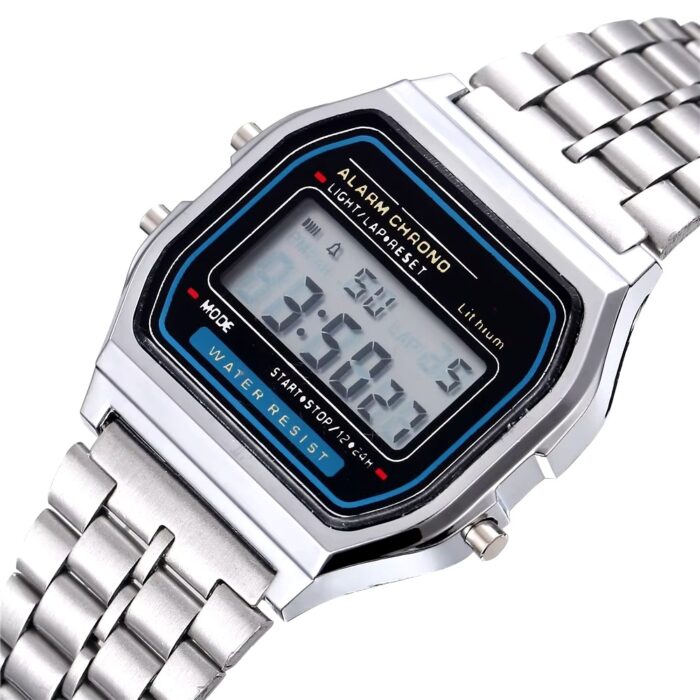 (silver )  Classic Men Women LED Digital Stainless Steel Wrist Watch  (without box ) - Image 1