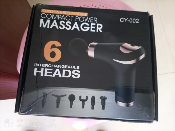 Compact Power Massager Gun with 6 Interchangable heads CY-002 - Image 2