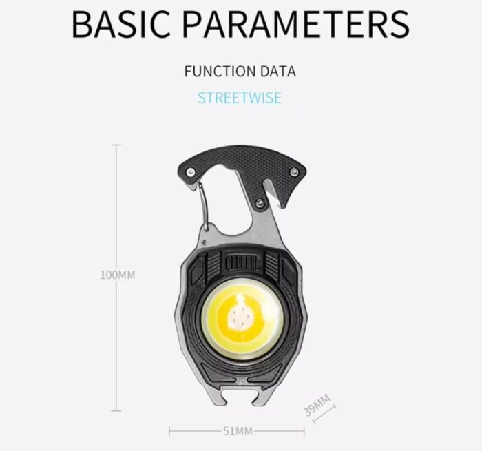 Multifunction Keychain COB Work Lights Strong Magnet Mini Torch with Cigarette Lighter Screwdriver USB Rechargeable Flashlight (Random color) - Image 7