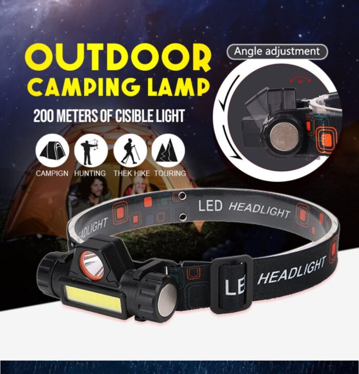 Rechargeable Ip65 Waterproof Headlight With COB Flashlight - Image 1