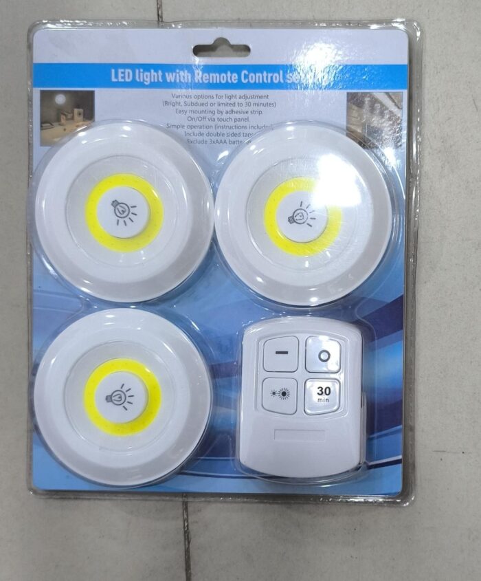 3 Pcs LED Sensor Cabinet Night Lights with Remote Control | Dimmable Closet Lamp Bathroom Indoor House - Image 3
