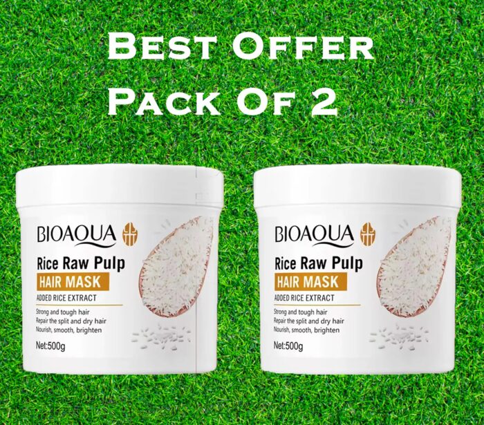 (Pack Of 2) Bioaqua Rice Raw Pulp Hair Mask 500g - Image 1
