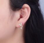 Golden Butterfly Flower Style Zircon Studs  for Women Girls - Image 2