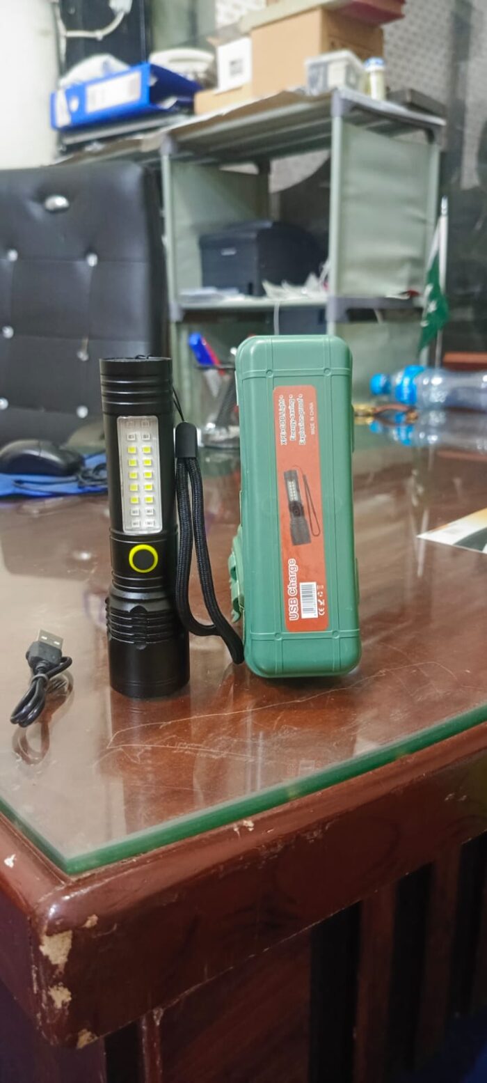 Ruilang  Portable Rechargeable Powerful LED Flashlight, Aluminum Alloy Zoom Flashlight - Image 3