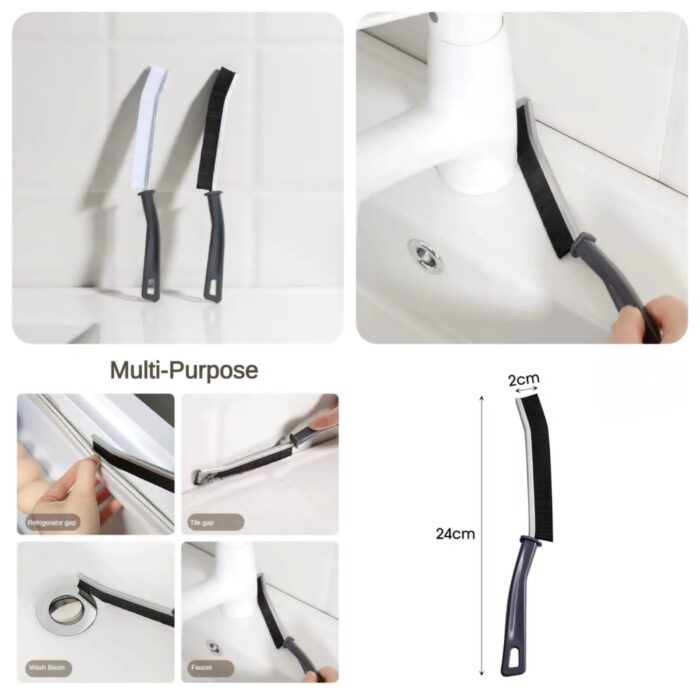 2 Pcs Set - Multi Function Gap Cleaning Brush / Cleaning Brush Hard Bristle Crevice Cleaning Brush Multifunctional Gap Cleaning Brush for Bathroom, Faucets, Kitchen Sink, Tiles, Window Groove (Random color) - Image 2