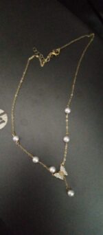 Gold Butterfly Pearl Choker Necklace for Women Girls Butterfly Pendent Necklace Pearl Tassels Necklace Jewelry Gifts - Image 2