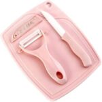 3 in 1 Ceramic Fruit Knife + Peeler + Chopping Board Set and Vagitable cutting set  (multi color) - Image 4
