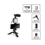 Vlogging Video Making Kit With Light, Table Tripod Stand, Microphone, Phone Holder, Bluetooth RemoteSmart Phone Vloging Kot - Image 2