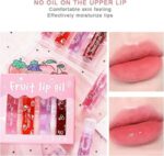 Pack of 4 - Fruit Lip Oil Non-Sticky Set In Peach, Grape, Strawberry, Cherry Flavor - Image 3