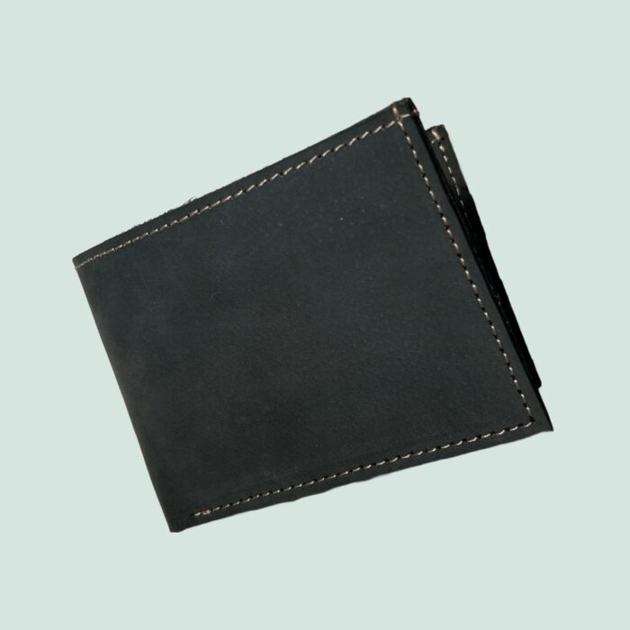 Neubic cow Leather Plain Wallet Men Short Wallet Purse Small Vintage Wallets Card Holder ( black ) - Image 1