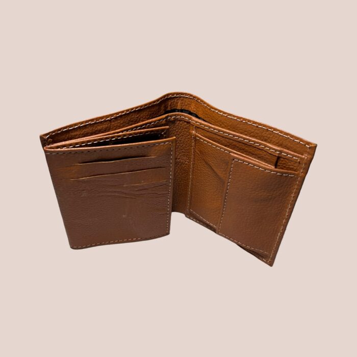 cow Leather texture Wallet Men Short Wallet Purse Small Vintage Wallets Card Holder ( brown ) - Image 2