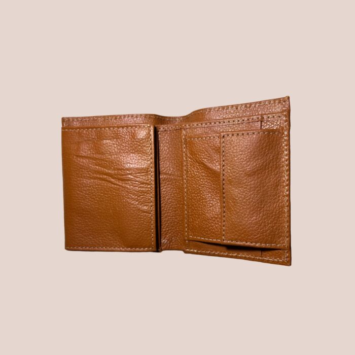 cow Leather texture Wallet Men Short Wallet Purse Small Vintage Wallets Card Holder ( brown ) - Image 3