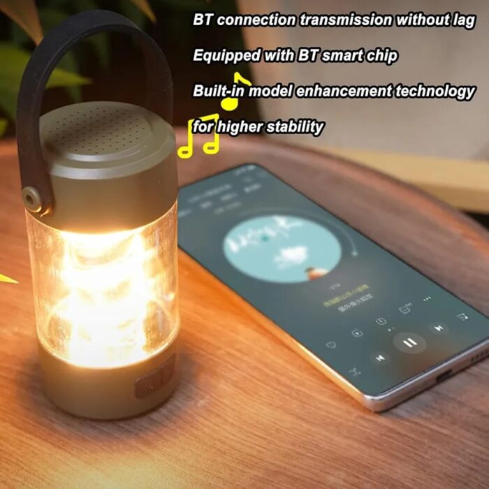 Wireless Speaker Lantern - Bluetoooth Camping RechargeableLight, Outdoor Stereo Lantern | Portable LED Lamp with Wireless Speaker, Waterproof Speaker with Built in Light for Camping Hiking Outdoors - Image 4