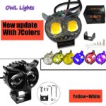 Pack of 1 Owl Fog Light for Bikes metal body  - 8 Working Modes LED Motorcycle Fog Headlights with Multicolor DRL, Universal Fitment, and Auxiliary Spotlights - Image 2