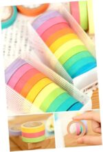 10 Rolls Chic Washi Tape Colorful Rainbow Design Removable Decorative Tape for DIY Stationery Wrapping Photo Album (Random Color) - Image 4