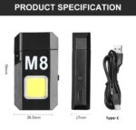 COB Led Flahlight With Lighters Dual Arc Pulse Flameless Lighter Type C Rechargeable Lighter Work Light Mini Light Men's Gift - Image 7