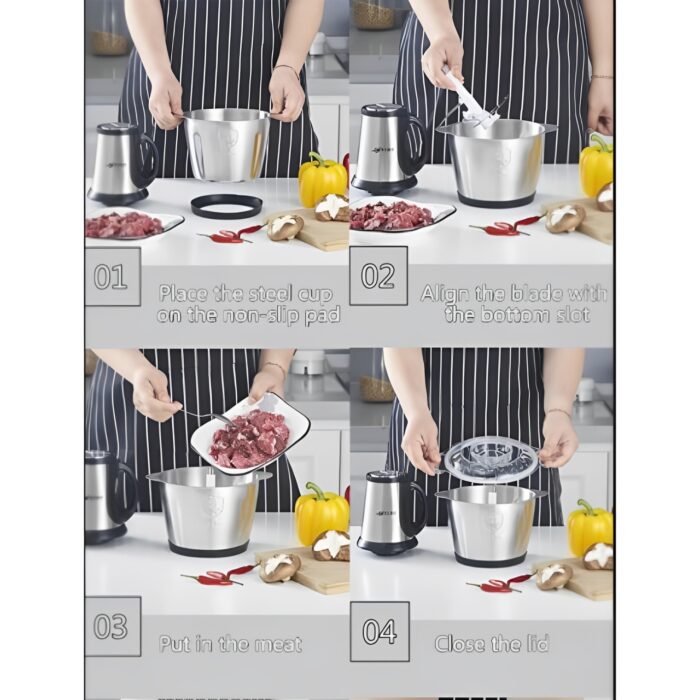 SL-2021 3L Multifunctional 300W Electric Meat Grinder Chopper with Variable Speed, Stainless Steel Blades And Safety Interlock - Image 13