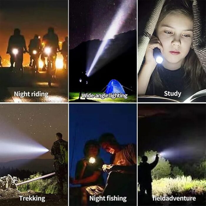 Rechargeable Tactical Flashlight High Lumens, Brightest Flashlights for Emergencies Camping COB Sidelight, Zoomable Multicolor Lenses Flashlight Hiking Hunting - Image 6