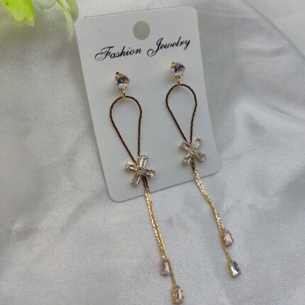 Imported Elegant Floral Dangle Earrings with Crystal Accents 🌸✨ | Best Quality Earrings | Artificial 