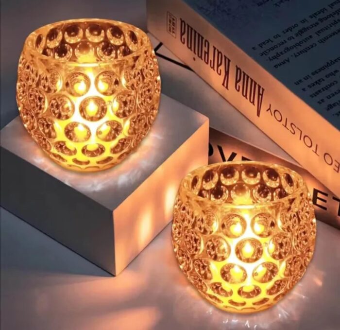WhatsApp-Image-2025-02-18-at-7.26.29-PM-1.jpeg Amber Shine Crystal TeaLight Candle Holder for home and office decor Cell operated - Image 1
