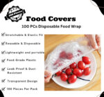 100pcs Disposable Plastic Wrap Covers, Elastic & Tight, Food-Grade Fresh-Keeping, Dust & Insect-Proof, Kitchen Accessories - Disposable Food Wrap - Image 2