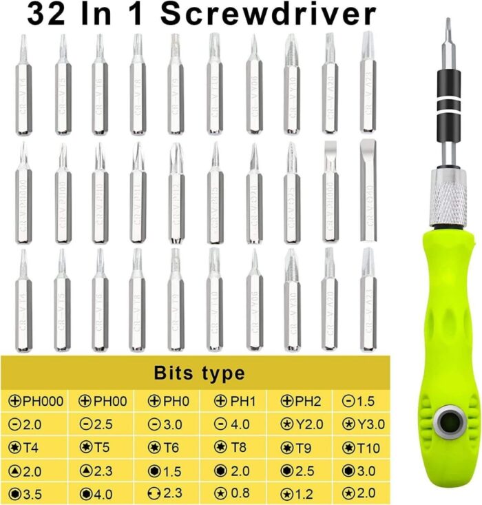 32 in 1 Mini Interchangeable Adjustable Precision Screwdrivers Bit Set Repair Tool Kit With Flexible Bar and Length - Screw Driver Tool Kit - Image 7