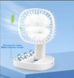 Mini 2 in 1 Portable Fan with LED Light, USB Rechargeable |  7 Inch Portable Travel Fan | Desk Fan 3 Speeds Folding Table Fan Quiet 185° Rotation USB Plug-In - Image 4