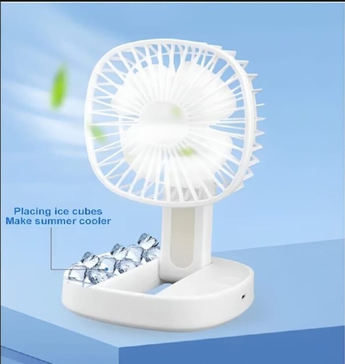 Mini 2 in 1 Portable Fan with LED Light, USB Rechargeable |  7 Inch Portable Travel Fan | Desk Fan 3 Speeds Folding Table Fan Quiet 185° Rotation USB Plug-In - Image 4