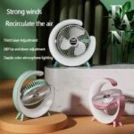 Portable Mini G Light Rechargeable Desk Fan with LED Colorful Light | Table Fan | USB Charging Fan | 4-Hours Battery Backup | 3 Fan Speed | Perfect for Home Office & Travel (random color) - Image 2