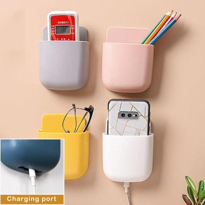 1 Pcs U Shape Wall Mounted Mobile And Remote Holder | Wall Mounted Storage Case for Remote, Toothbrush, Mobile Phone Plug Holder | Multifunctional Storage Holder (random color) - Image 3