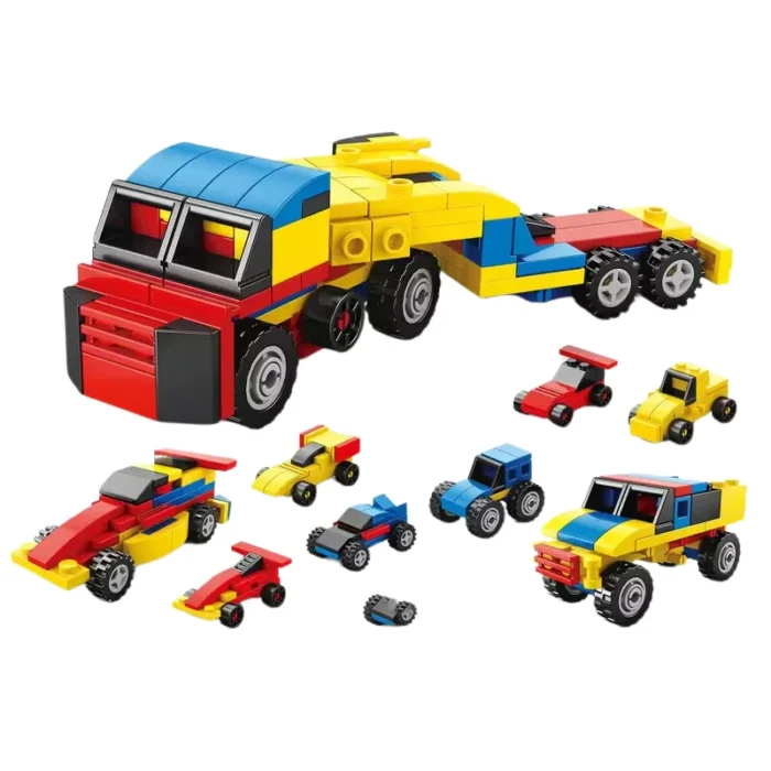 6 in 1 Transport truck Building Blocks Toy For Kids Racing Car Blocks Set(random color) - Image 1