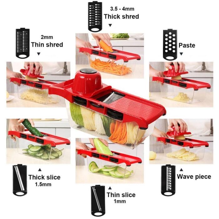 Slicer Vegetable Cutter Grater Chopper Six Interchangeable Blades With Hand Protector - Image 7