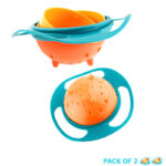 Pack Of 2 Universal Gyro Bowls: 360° Rotate Spill-Proof Baby Feeding Dish Tableware - Image 4