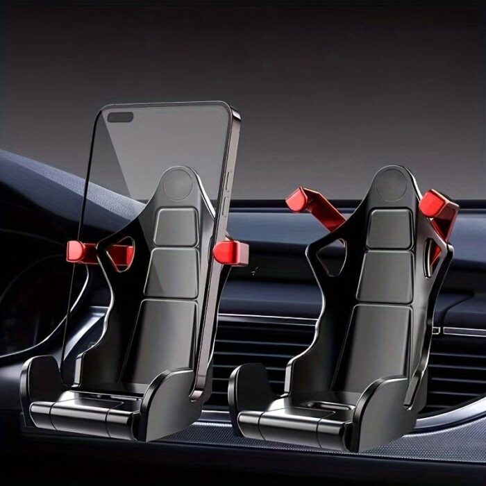 Racing Seat Design Car Mobile Phone | Fast and Furious Mobile Holder with 360° Rotateable AC Grill Grip Which can help Holder to move up and down so that AC winds will be free (Random colors) - Image 1