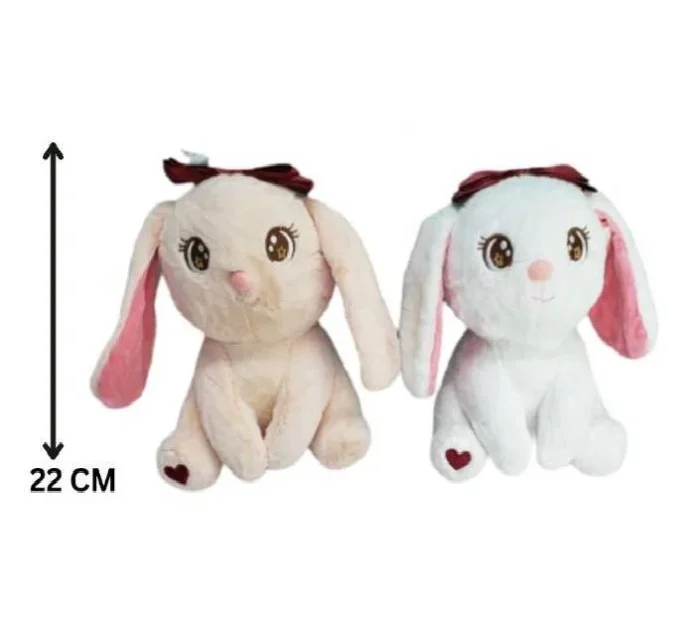 Princess style Bow Bunny Rabbit Plushie | Fluffy & Soft Stuffed Animal Plush Toy For Kids - 22 CM (Random color) - Image 5
