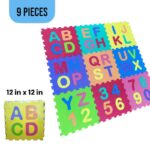9mm Puzzle 9 PCS ABC-123 | Interlocking  Play Tile | Alphabets Foam Puzzle Mat for Childrens (Random color)