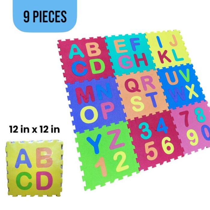 9mm Puzzle 9 PCS ABC-123 | Interlocking  Play Tile | Alphabets Foam Puzzle Mat for Childrens (Random color) - Image 1