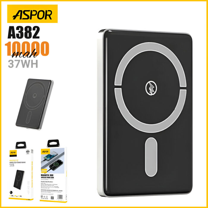 ASPOR A382 Mini Portable 10,000mAh Magnetic Wireless Fast-Charging Power Bank - Image 1