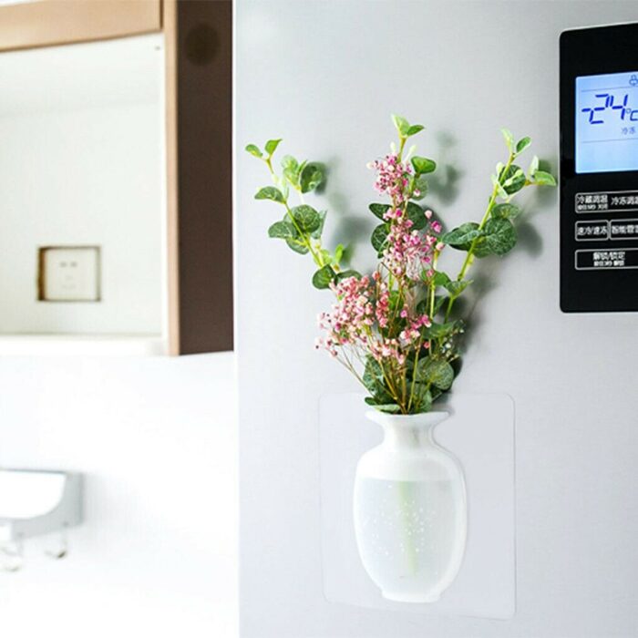 4 PCs Sticky Vase Wall Mounted Plant Holder Decorative Flower Display Vase Wall Decor - Image 6