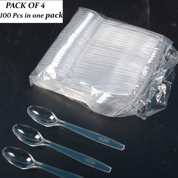 4 Packs Of 100PCS Transparent Plastic Spoons For Desserts And Appetizers - Image 3