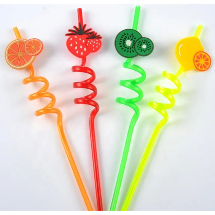 Pack Of 4 PCs Re-Usable Plastic Fruits Acrylic Drinking Straws - Image 6