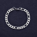 Durable & Glossy Finish Men's Solid Stainless Steel Figaro Chain Bracelet