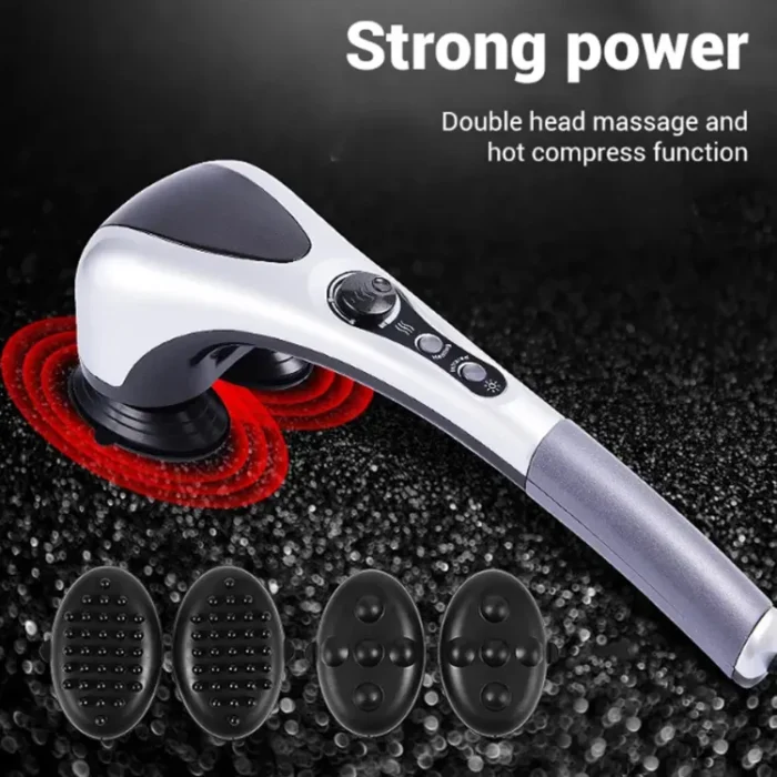 Double Head Full Body Massager Machine Variable Speed Far Infrared |  Electric Facial Deep Tissue Fitness Massage Stick – Head Neck Waist Leg Muscles Pain Relief Massage Hammer – Handheld Deep Tissue massager - Image 3
