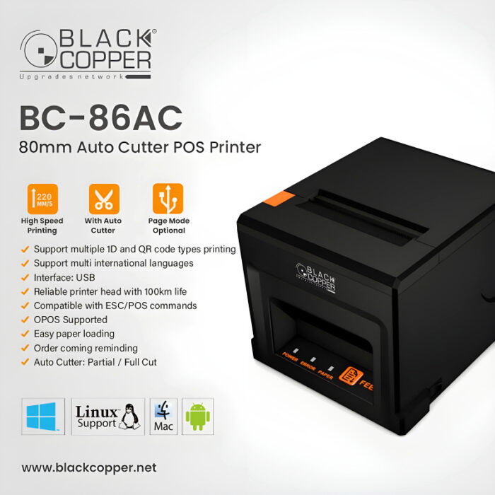 BC-86AC 80mm Thermal Receipt Printer With USB Interface And Auto-Cutter - Image 1