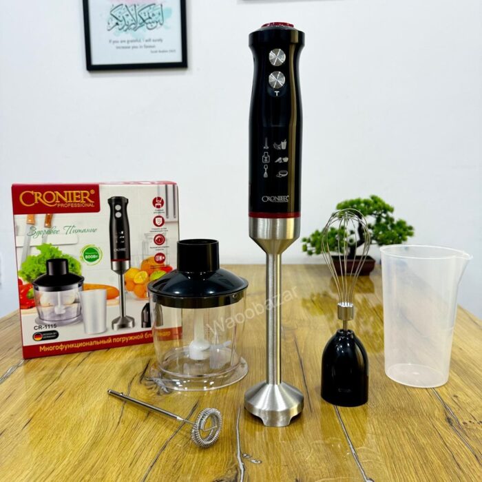 CRONIER Professional 4-in-1 Hand Blender Set | Chopper, Blender, Coffee & Egg Beater, Whisker | Best Quality Hand Blender Set CR-1115 Hand Blender - Image 9