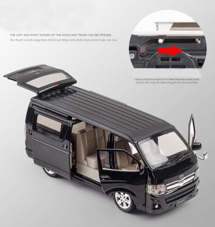 High Simulation 1:32 Toyota Hiace Alloy Die-Cast Model MPV Vehicle With Sound And Light - Image 4